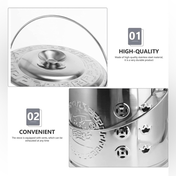 New 1Set Stainless Steel Burn Barrel Metal Incinerator Can with Burning Tong Gar - Picture 2 of 7